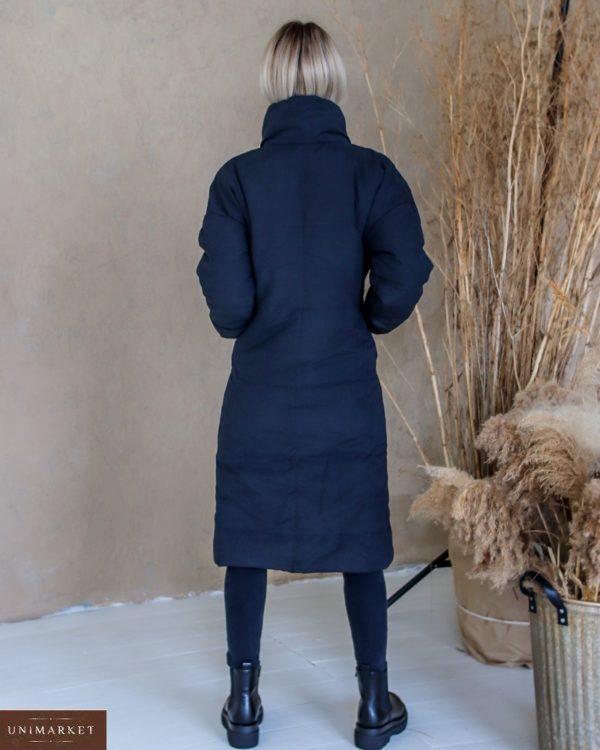 Замовити жіночу теплу куртку чорну з косою блискавкою (розмір 42-56) вигідно
