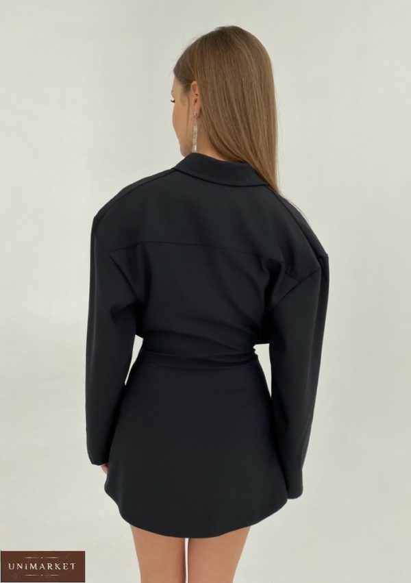 Купити в інтернеті чорну сукню Жакмен з довгим рукавом по знижці для жінок