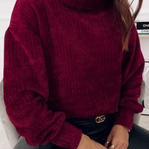 Купить женский цвета бордо свитер из бархатного вельвета в интернете