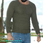 Замовити кольору хакі чоловічий светр на осінь горизонтальної в'язки з рукавом реглан (розмір 48-54) недорого