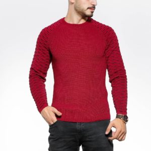 Купить цвета бордо вязаный свитер с рукавом-реглан (размер 48-54) для мужчин по низким ценам