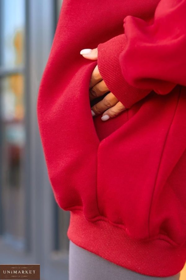 Купить красный плотный свитшот для женщин оверсайз Monochrome онлайн