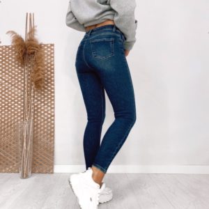 Замовити синього кольору дешево Стрейчові джинси скінні з висвітленням для жінок