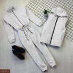 Замовити вигідно сірий комплект: комбінезон на флісі + жилетка на синтепоні для жінок на зиму