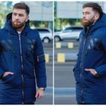 Купить по скидке синюю удлиненную куртку мужскую из турецкой плащевки аляска (размер 46-52)