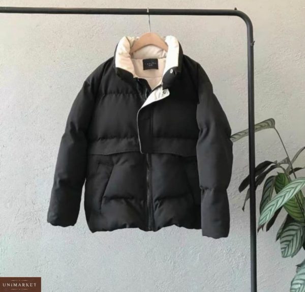 Заказать черного цвета для женщин зимнюю объемную короткую куртку в интернете