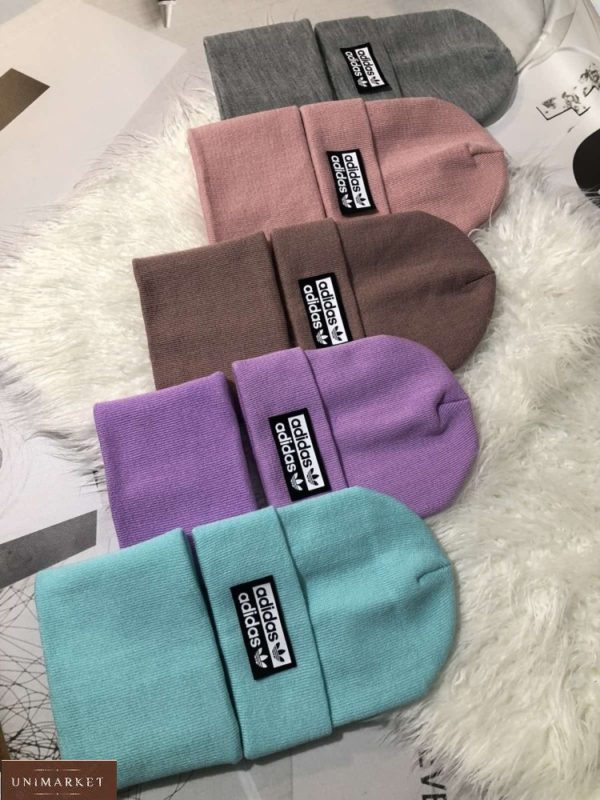 Купити різних кольорів Комплект Adidas: шапка і шарф по знижці для жінок і чоловіків