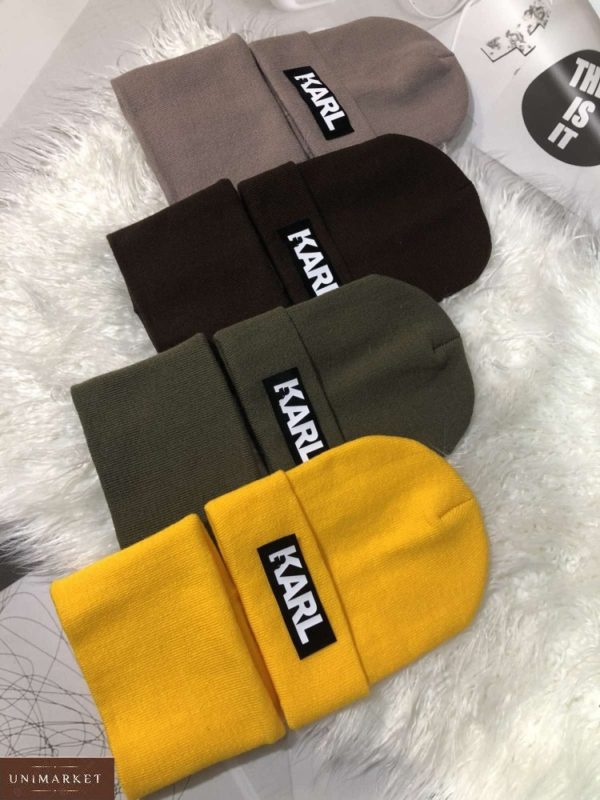 Приобрести онлайн разных цветов Комплект Karl: шапка и шарф для мужчин и женщин