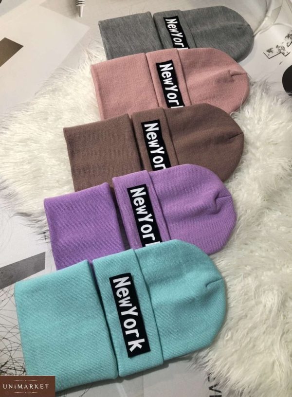 Купити дешево жіночий і чоловічий комплект New York: шапка і шарф різних кольорів