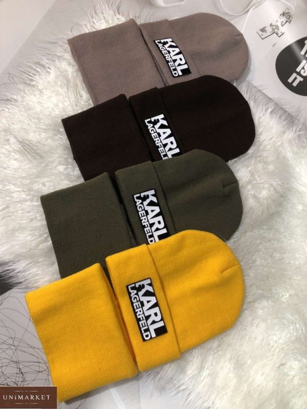 Купити зі знижкою жіночий і чоловічий комплект Karl Lagerfeld: шапка і шарф різних кольорів
