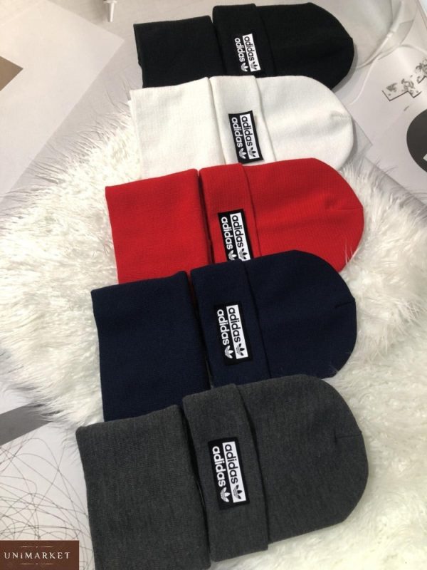 Приобрести выгодно женский и мужской Комплект Adidas: шапка и шарф разных цветов