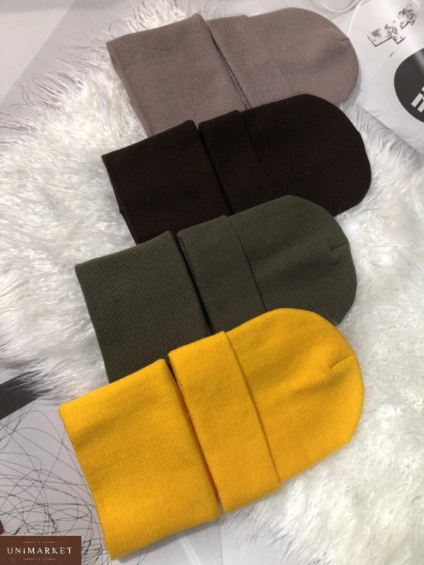 Приобрести разных цветов женский и мужской однотонный комплект: шапка и шарф по низким ценам