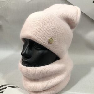 Замовити пудра жіночий набір з ангори з вовною: шапка + шарф в Україні