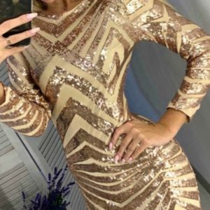Приобрести золотое платье с графичными полосками женское из пайеток онлайн