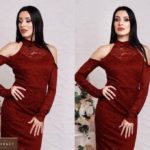 Замовити жіноче мереживне плаття з відкритими плечима кольору бордо онлайн