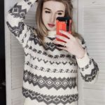 Купить серый свитер машинной вязки с узором для женщин в интернете