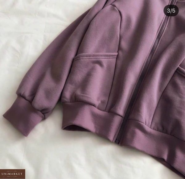 Замовити жіночу кольору фреза однотонну кофту худі на змійці онлайн