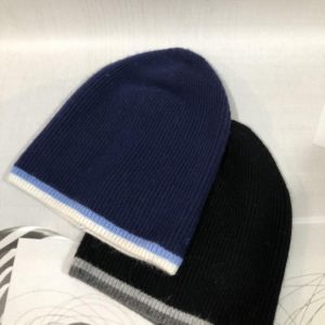 Купить синюю и черную шерстяную шапку с полосками для мужчин и женщин онлайн
