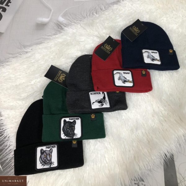 Купити недорого різних кольорів шапку з вишитим принтом для чоловіків