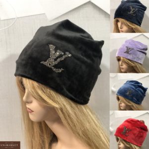 Приобрести черную, сирень, красную, синюю шапку из двойного велюра LV для женщин в интернете