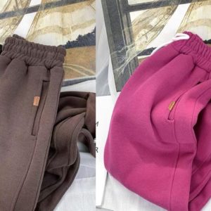 Купити жіночі коричневі, малинові спортивні штани з мікровельвету на флісі онлайн