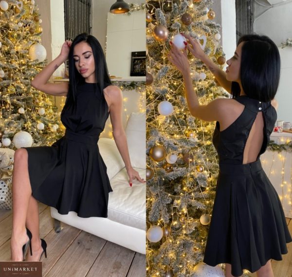 Приобрести черное праздничное коктейльное платье без рукавов для женщин (размер 42-50) в интернете