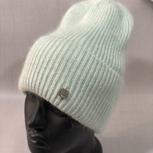 Приобрести онлайн бирюзовую вытянутую шапку из ангоры с шерстью для женщин
