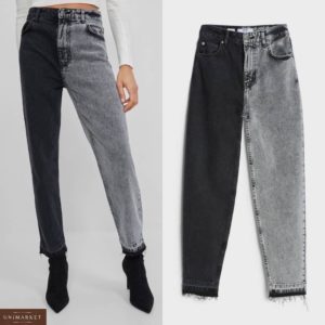 Заказать женские двухцветные серо-черные современные джинсы онлайн
