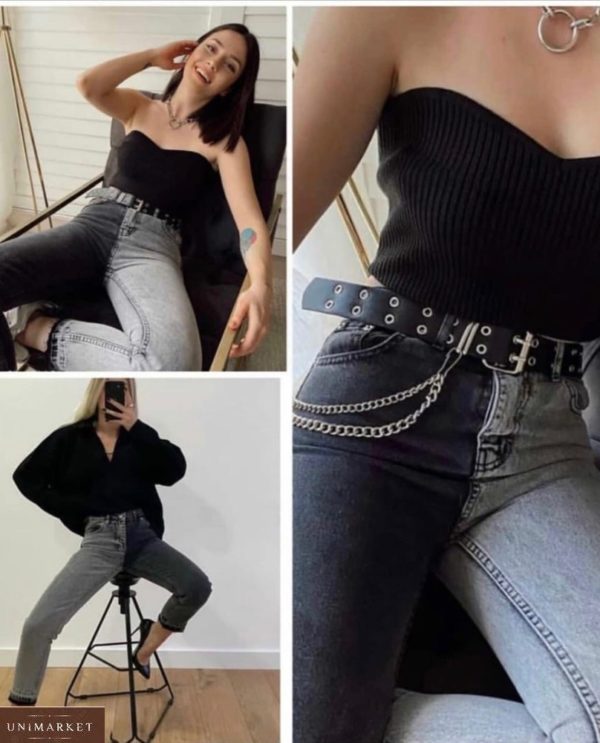 Купить в интернете женские двухцветные современные джинсы черно-серого цвета