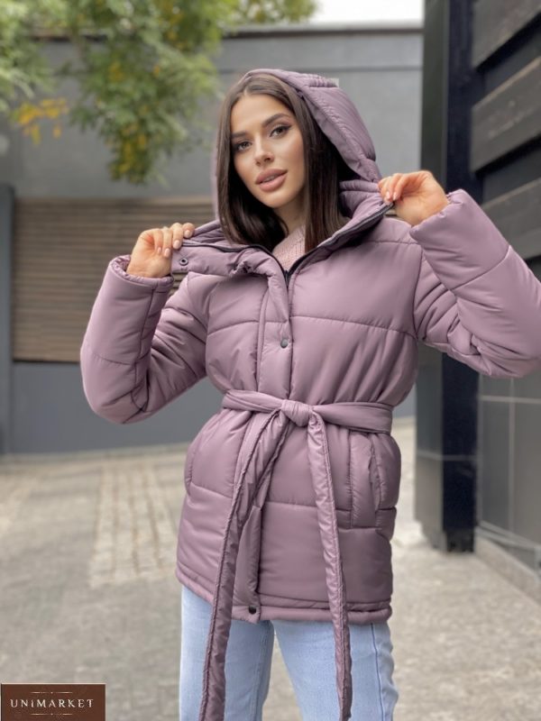 Заказать онлайн цвета фреза утепленную зимнюю куртку с поясом для женщин
