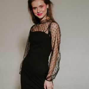 Купить в интернете черное платье гольф с принтованной сеткой (размер 42-48) для женщин