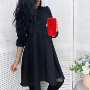 Приобрести черное женское замшевое платье с завышенной линией талии (размер 42-48) по низким ценам