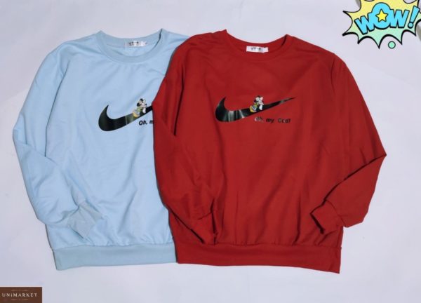 Заказать женский голубой, бордо свитшот с эмблемой Nike женский и Микки Маусом онлайн