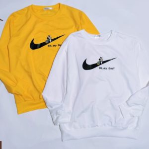 Купить желтого, белого цветов свитшот с эмблемой Nike для женщин и Микки Маусом выгодно