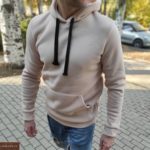 Купить бежевого цвета для мужчин однотонное худи с капюшоном в Украине