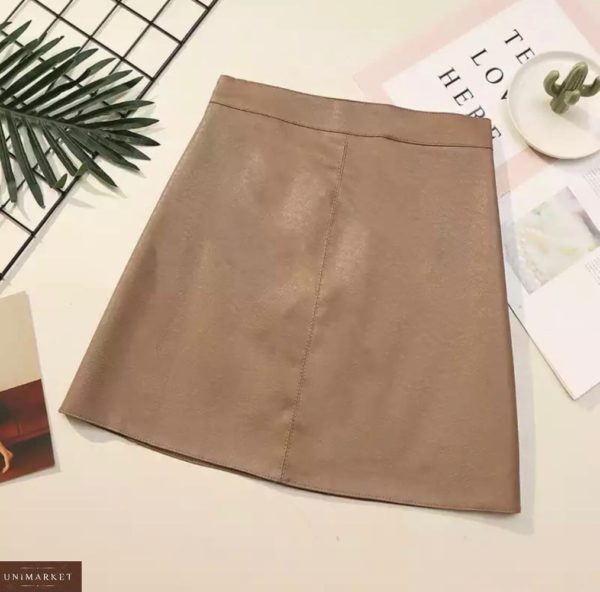 Приобрести в интернете мокко базовую юбку мини из эко кожи для женщин