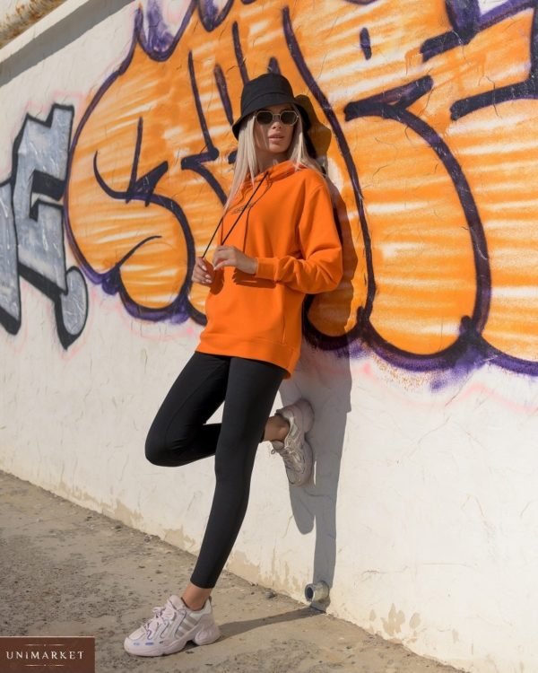 Заказать спортивный костюм оранжевого цвета LiLove: батник с лосинами (размер 42-56) для женщин выгодно