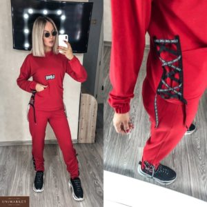 Приобрести красного цвета онлайн прогулочный костюм со шнуровкой love (размер 42-56) для женщин