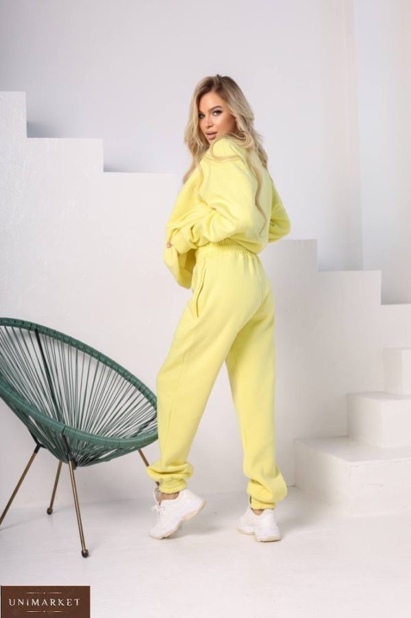 Придбати онлайн лимонний жовтий спортивний костюм-комбінація з світшоти (розмір 42-48) для жінок