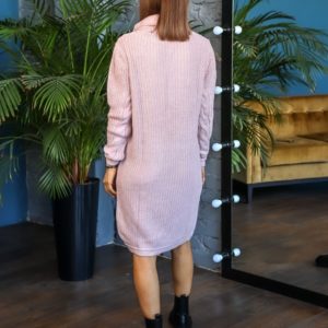 Придбати недорого жіночу в'язану сукню-светр з люрексовой ниткою (розмір 44-50) кольору пудра