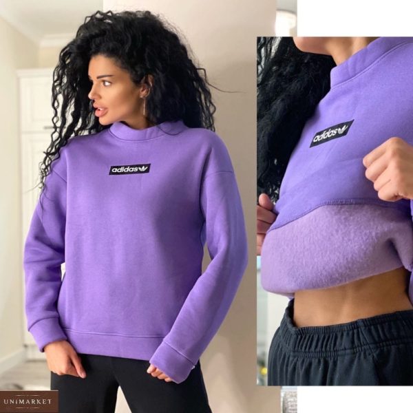 Заказать фиолетовый свитшот для женщин Adidas на флисе по скидке