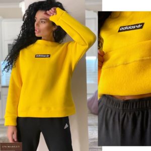 Купити жовтий онлайн світшот Adidas на флісі для жінок