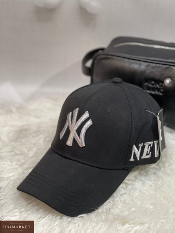 Купити чорного кольору жіночу і чоловічу бейсболку з написом New York в інтернеті