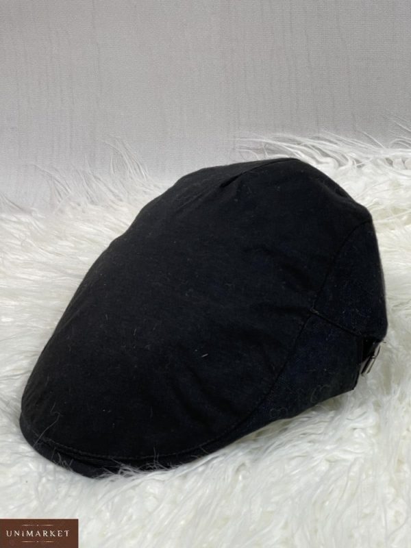 Замовити онлайн чорного кольору тканинну кепку-берет з регуляторами для чоловіків і жінок