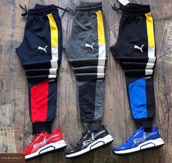 Заказать красные, серые, синие мужские спортивные штаны с комбинацией цветов (размер 46-52) в Украине