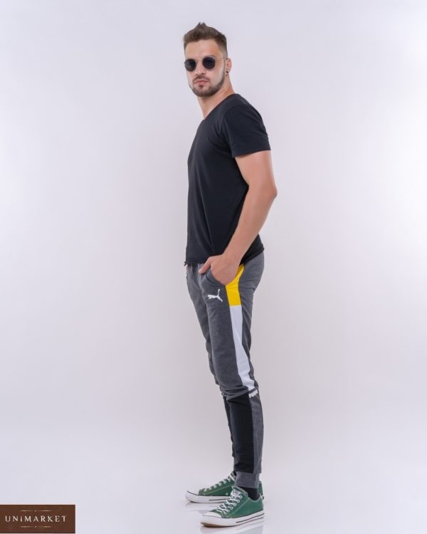 Купити сірого кольору чоловічі спортивні штани з комбінацією кольорів (розмір 46-52) вигідно