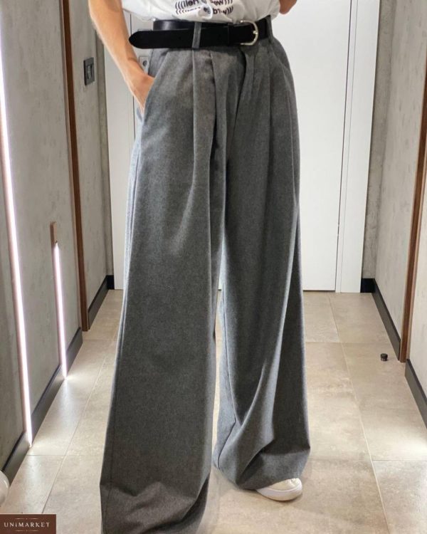 Замовити вигідно жіночі штани палаццо з вовни сірого кольору