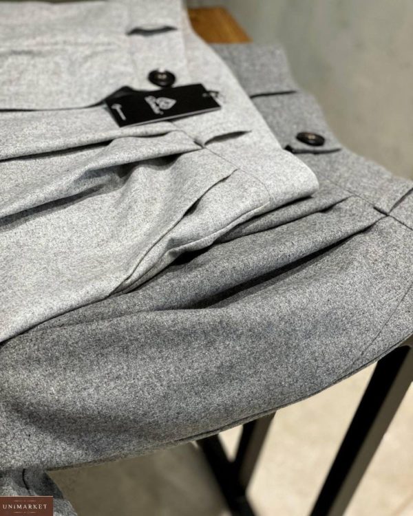 Купити сірі, графіт жіночі штани палаццо з вовни в інтернеті