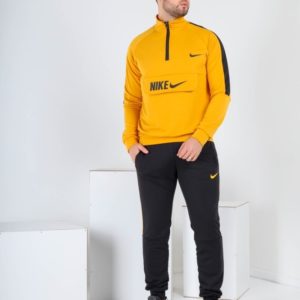 Заказать желтый мужской спортивный костюм Nike с поло на змейке (размер 46-52) недорого