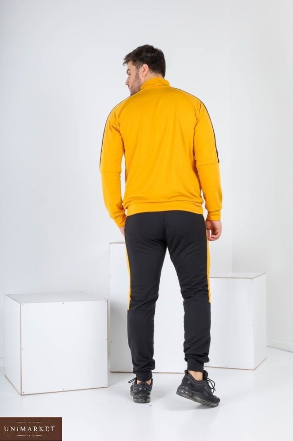 Придбати за знижку чоловічий спортивний костюм Nike з поло на змійці (розмір 46-52) жовтого кольору